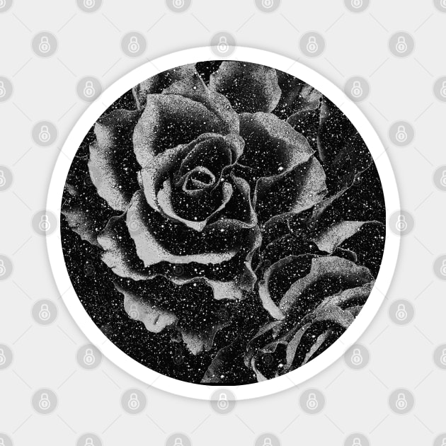 black and white face mask monochrome floral roses flowers pattern vintage mask Magnet by designsbyxarah